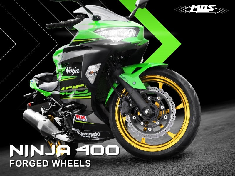 MOS 鍛造アルミホイール前後セット【NINJA400/Z400/NINJA250/Z250】KN別注グリーン