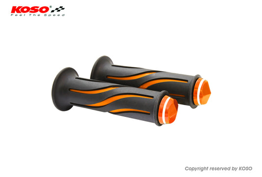 KOSO CURVE GRIPS DUAL COLOR WITH BAR-END CAP オレンジ