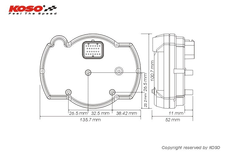 KOSO RX2Nプラス LCDマルチメーター【0-10000rpm】ホワイト
