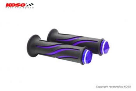 KOSO CURVE GRIPS DUAL COLOR WITH BAR-END CAP パープル