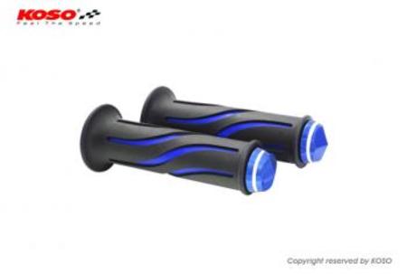 KOSO CURVE GRIPS DUAL COLOR WITH BAR-END CAP 【ブルー】