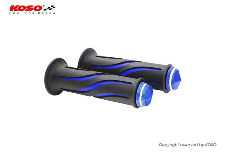 KOSO CURVE GRIPS DUAL COLOR WITH BAR-END CAP 【ブルー】