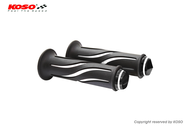 KOSO CURVE GRIPS DUAL COLOR WITH BAR-END CAP ホワイト