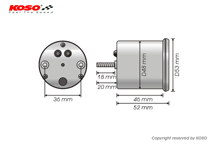 KOSO D48 LCDタコメーター